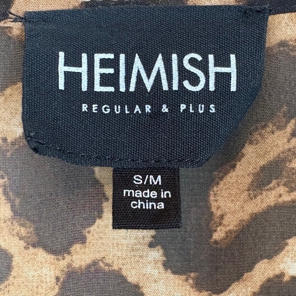 Heimish Black/Brown Leopard Sheer Kimono Cardigan w/ Pleated Shoulder Seams - Picture 7 of 8